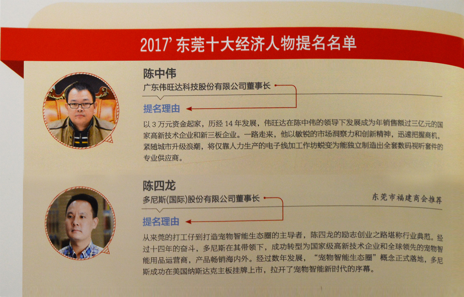 陈总被提名为2017年度东莞十大经济人物